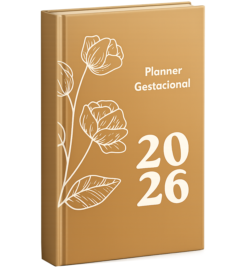 Mockup 3D do Planner Gestacional 2026